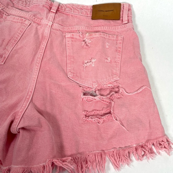 Zara Trafaluc Pink Demin Shorts Size 10 - Picture 5 of 5